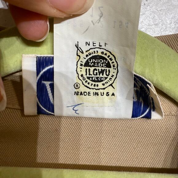 Leslie Fay Tan Vintage Midi Dress Sz 12 - Picture 8 of 14